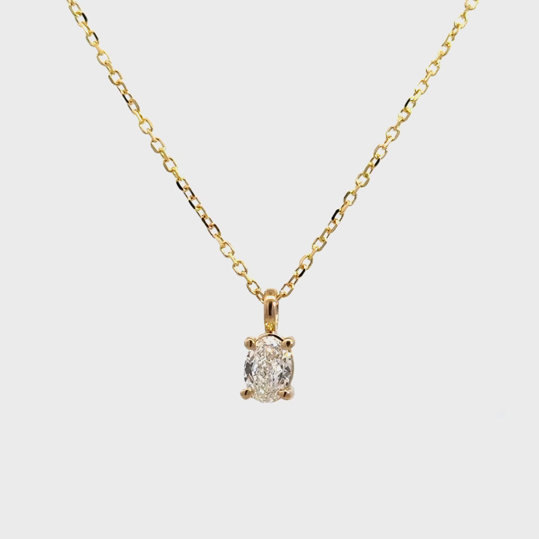 Solitaire Necklace (Oval) - 14k Yellow Gold 0.50ct #11390