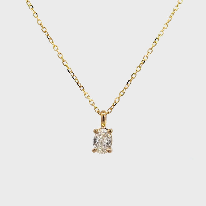 Solitaire Necklace (Oval) - 14k Yellow Gold 0.50ct #11390