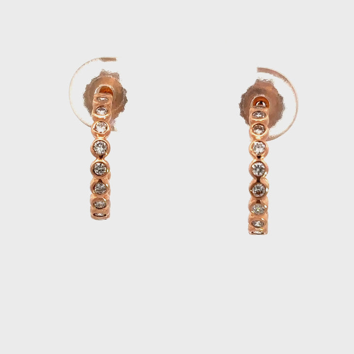 Bezel Hoop Earrings - 14k Rose Gold 0.38ctw #12078
