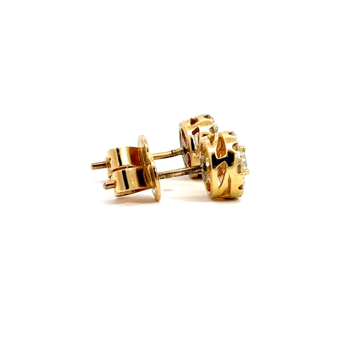Halo Earrings - 14k Yellow Gold 0.74ct #10708