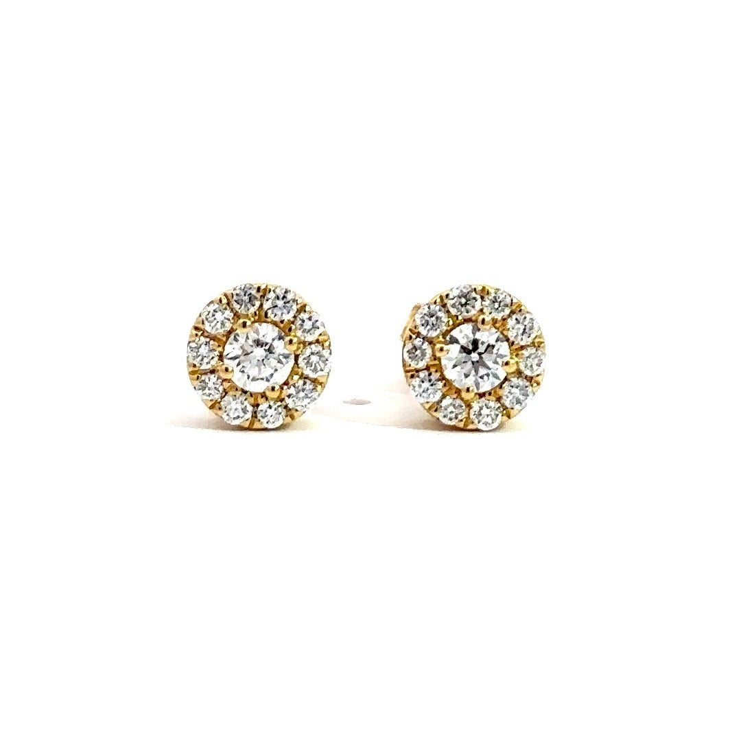 Halo Earrings - 14k Yellow Gold 0.74ct #10708