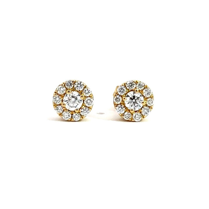 Halo Earrings - 14k Yellow Gold 0.74ct #10708