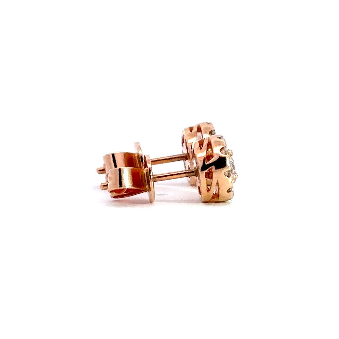 Halo Earrings - 14k Rose Gold 0.76ct #10709