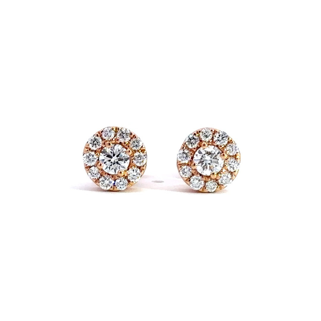Halo Earrings - 14k Rose Gold 0.76ct #10709