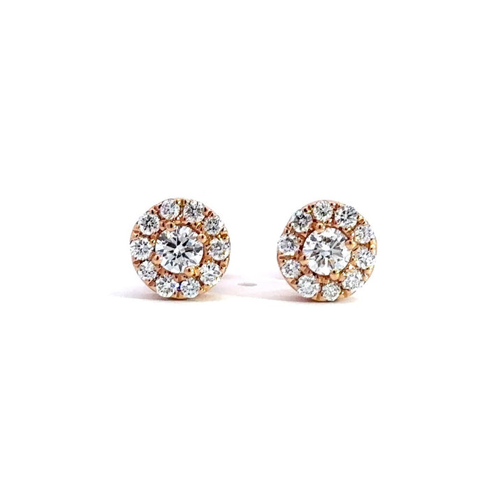 Halo Earrings - 14k Rose Gold 0.76ct #10709