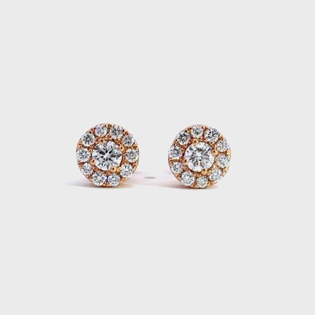 Halo Earrings - 14k Rose Gold 0.76ct #10709
