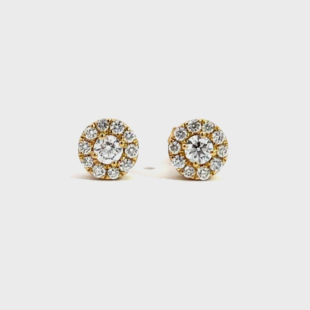 Halo Earrings - 14k Yellow Gold 0.74ct #10708