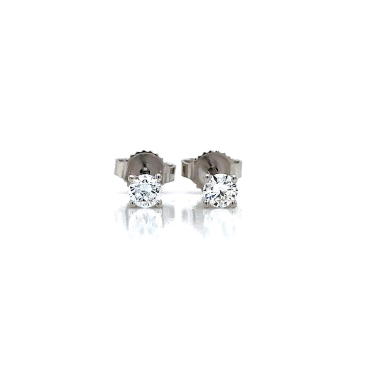 Solitaire Earrings (4-Prong) - 14k White and Yellow Gold