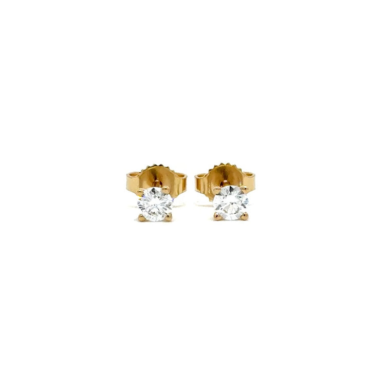 Solitaire Earrings (4-Prong) - 14k White and Yellow Gold