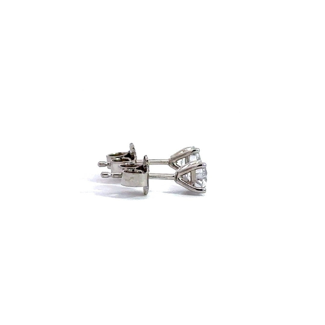 Solitaire Earrings (4-Prong) - 14k White and Yellow Gold