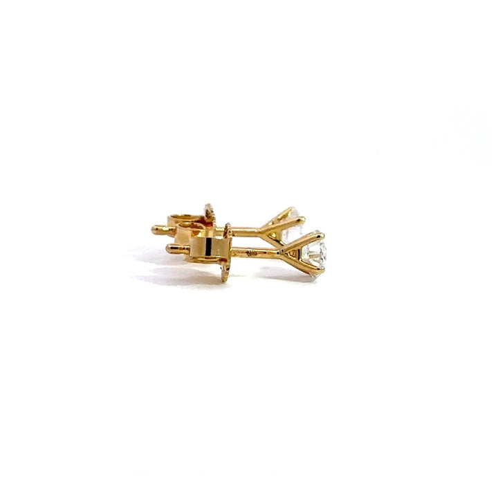 Solitaire Earrings (4-Prong) - 14k White and Yellow Gold