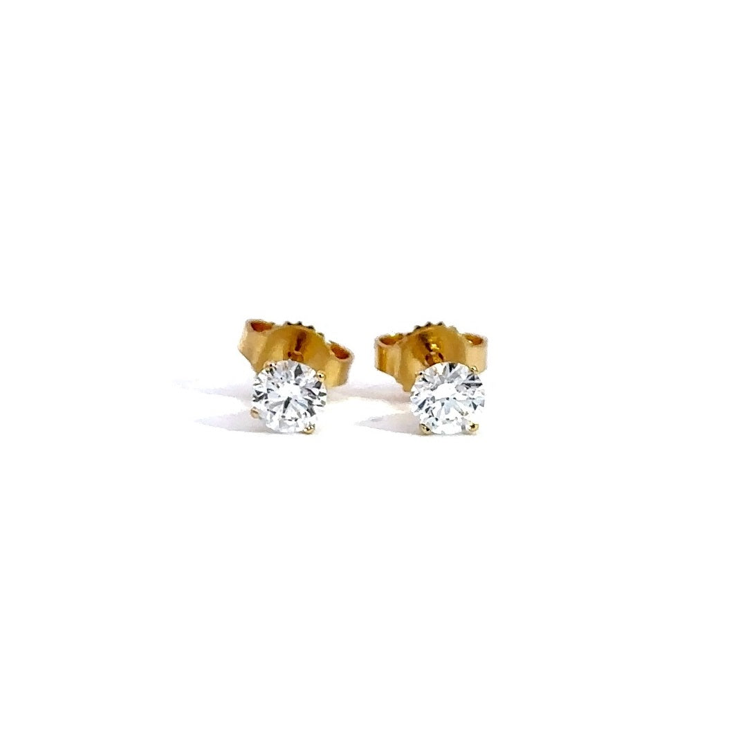 Solitaire Earrings (4-Prong) - 14k White and Yellow Gold