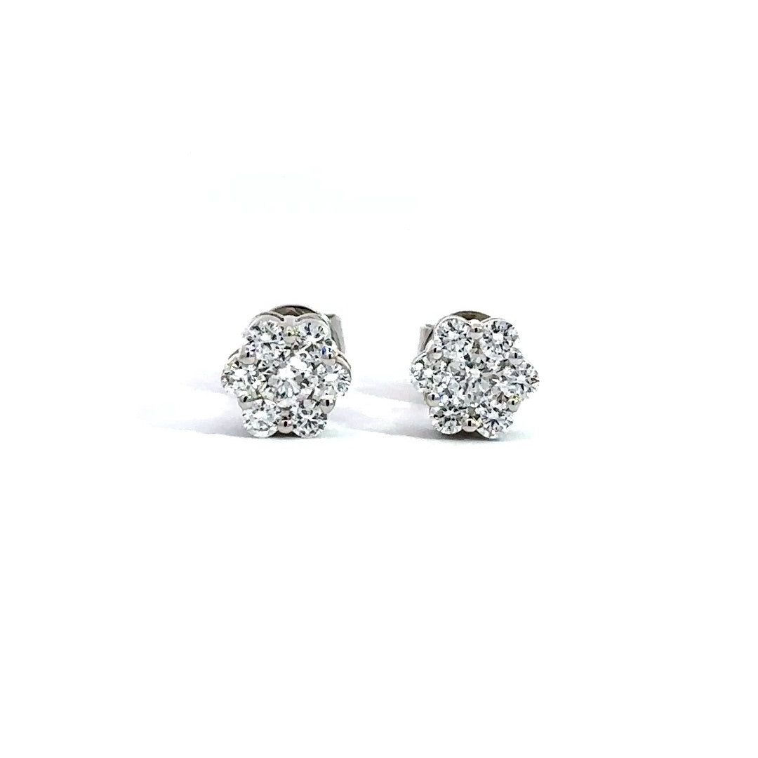 Flower Stud Earrings - 14k White & Rose Gold