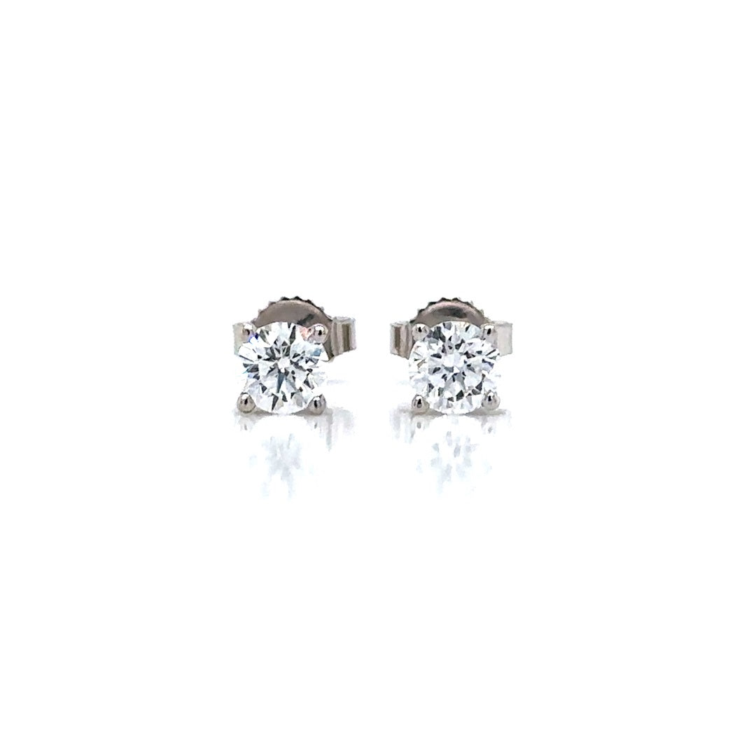 Solitaire Earrings (4-Prong) - 14k White and Yellow Gold