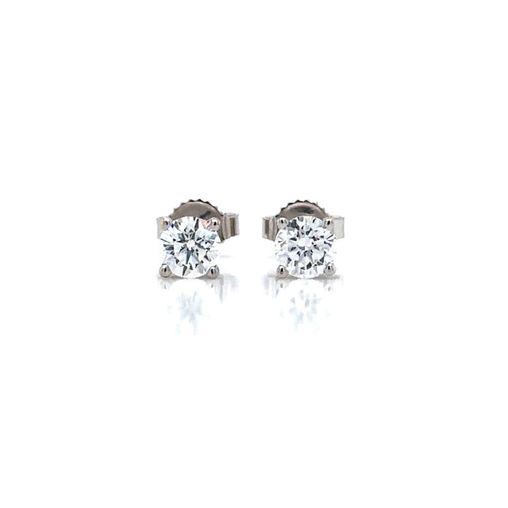 Solitaire Earrings (4-Prong) - 14k White and Yellow Gold