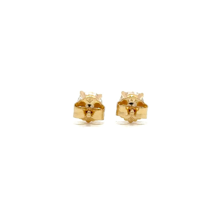 Solitaire Earrings (4-Prong) - 14k White and Yellow Gold