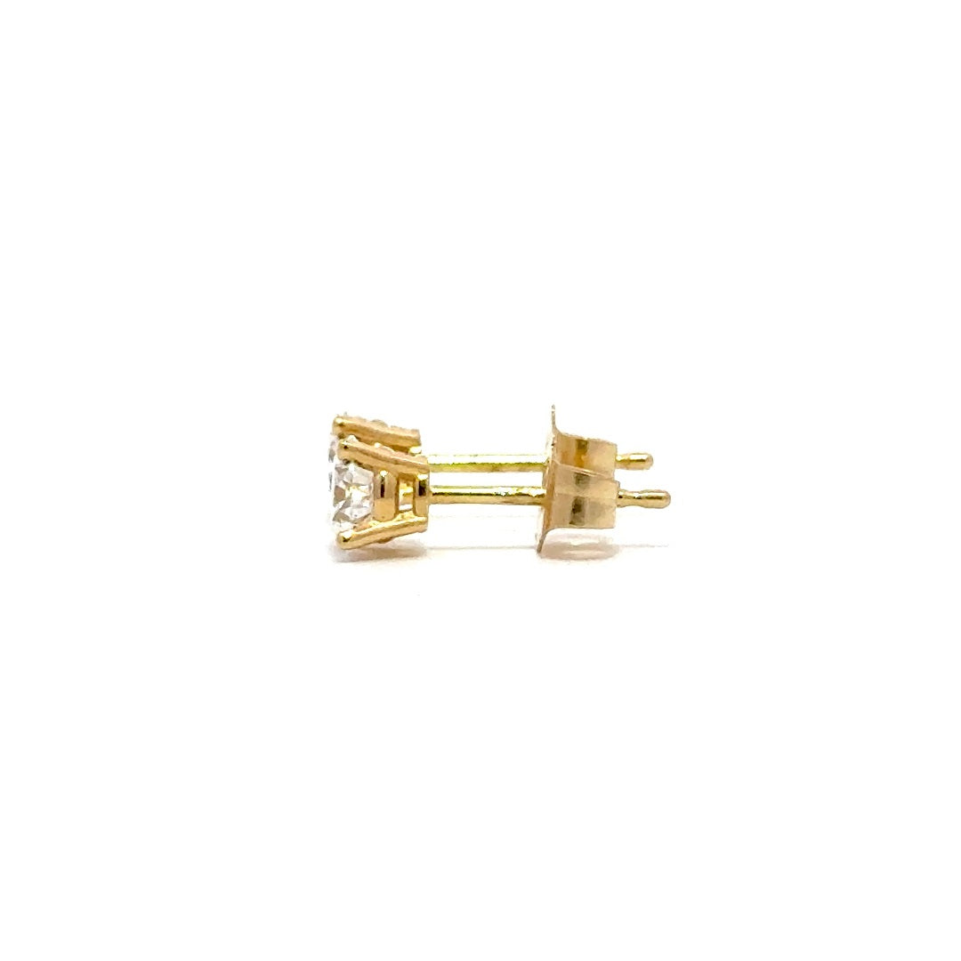 Solitaire Earrings (4-Prong) - 14k White and Yellow Gold