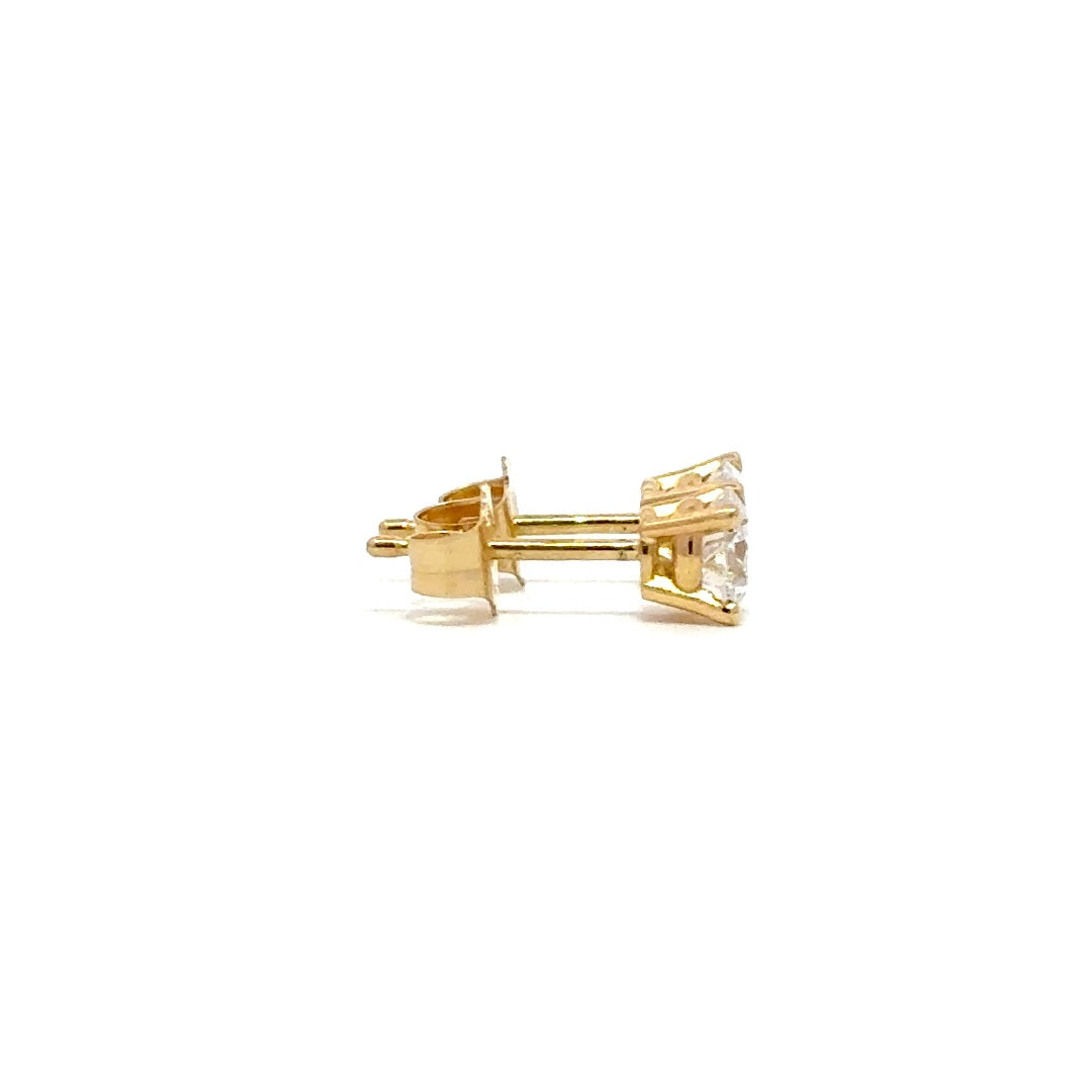 Solitaire Earrings (4-Prong) - 14k White and Yellow Gold