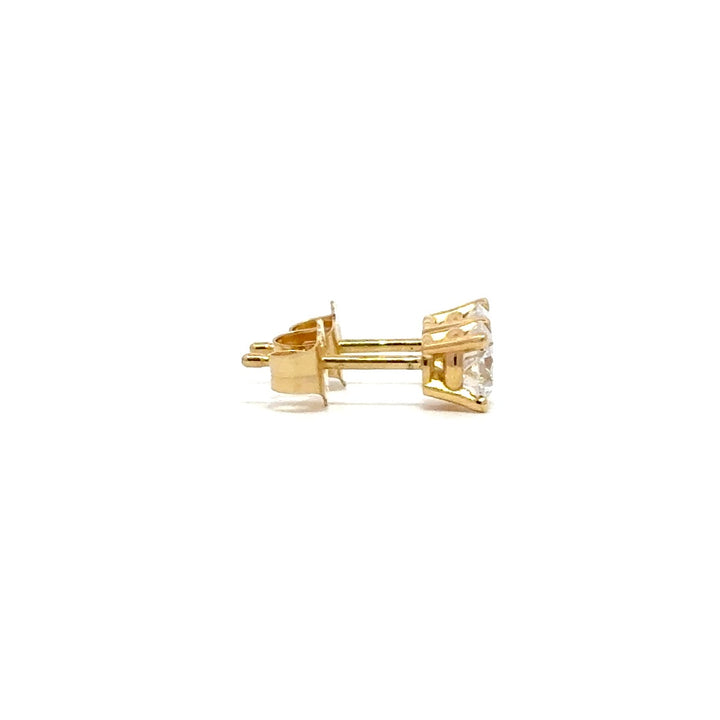 Solitaire Earrings (4-Prong) - 14k White and Yellow Gold