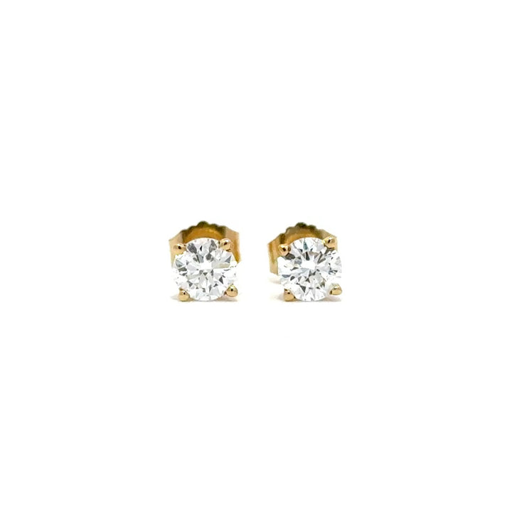 Solitaire Earrings (4-Prong) - 14k White and Yellow Gold