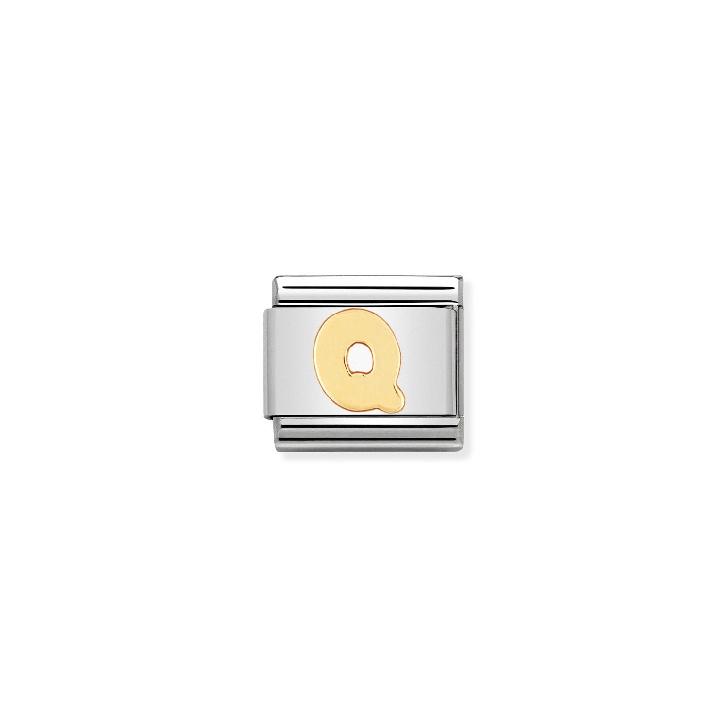 Composable Charm Link - Letter Q in Stainless Steel & 18k Yellow Gold ...