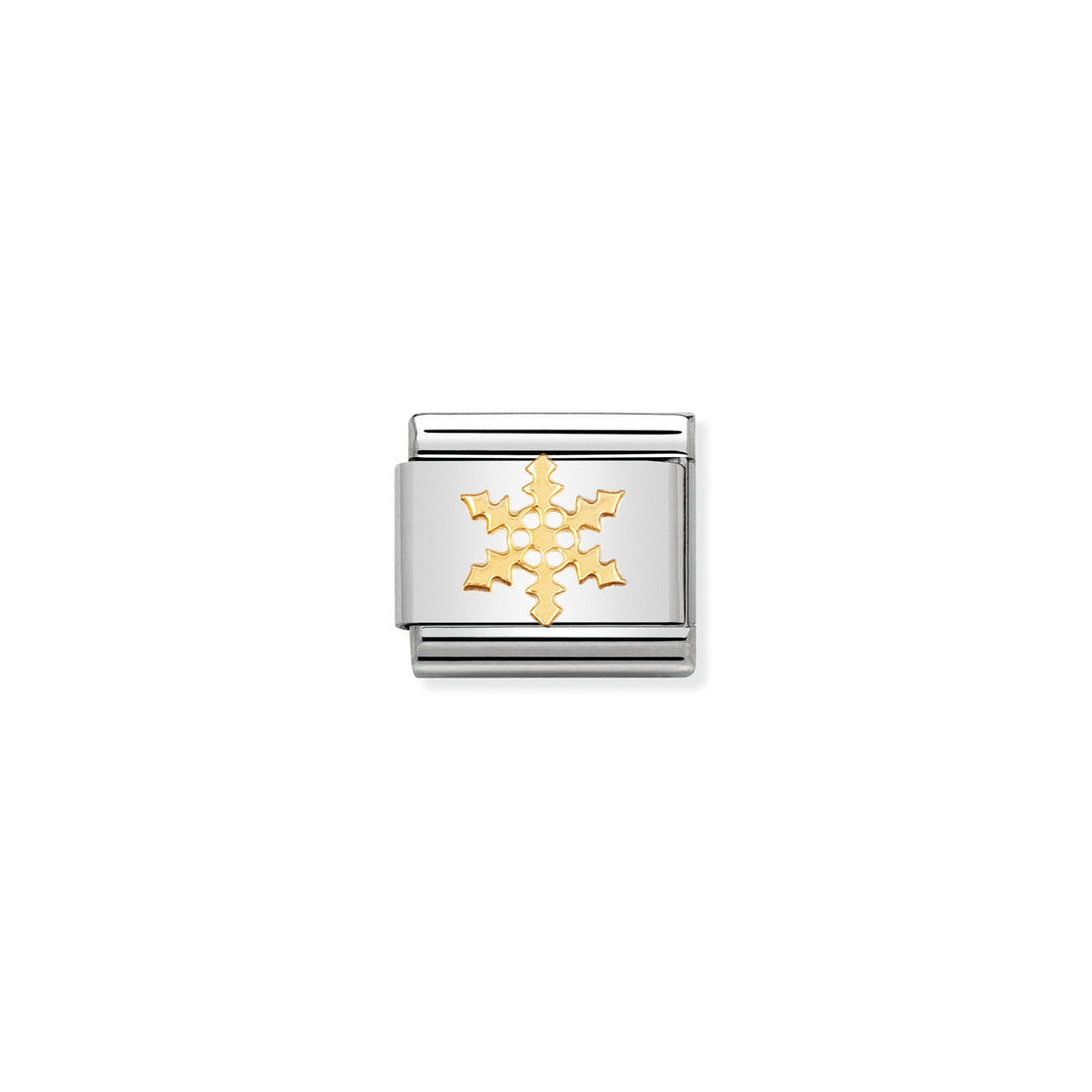 Composable Charm Link - 'Snowflake' in Stainless Steel & 18k Yellow Gold #13212