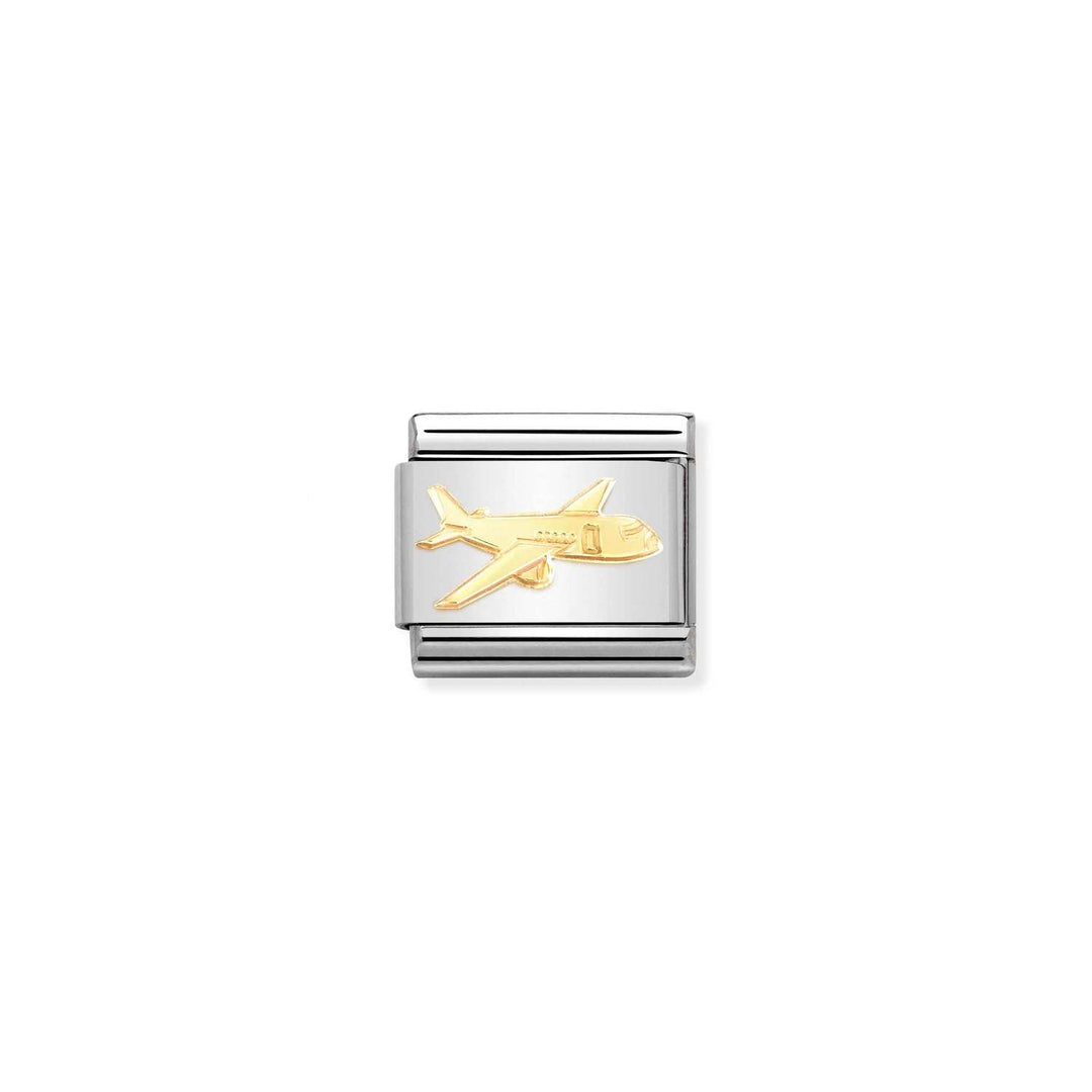 Composable Charm Link - "Plane" in Stainless Steel with 18k Yellow Gold #13231