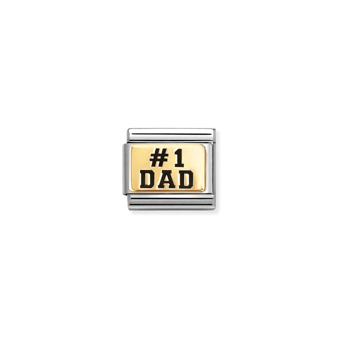 Composable Charm Link - "#1 DAD" in Stainless Steel & 18k Yellow Gold #13214