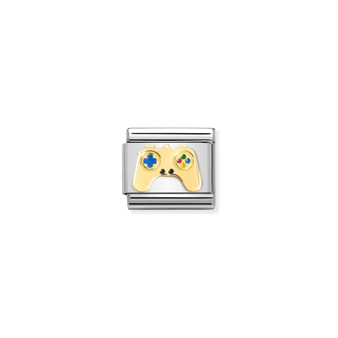 Composable Charm Link - "Game Controller" in Stainless Steel & 18k Yellow Gold #13217