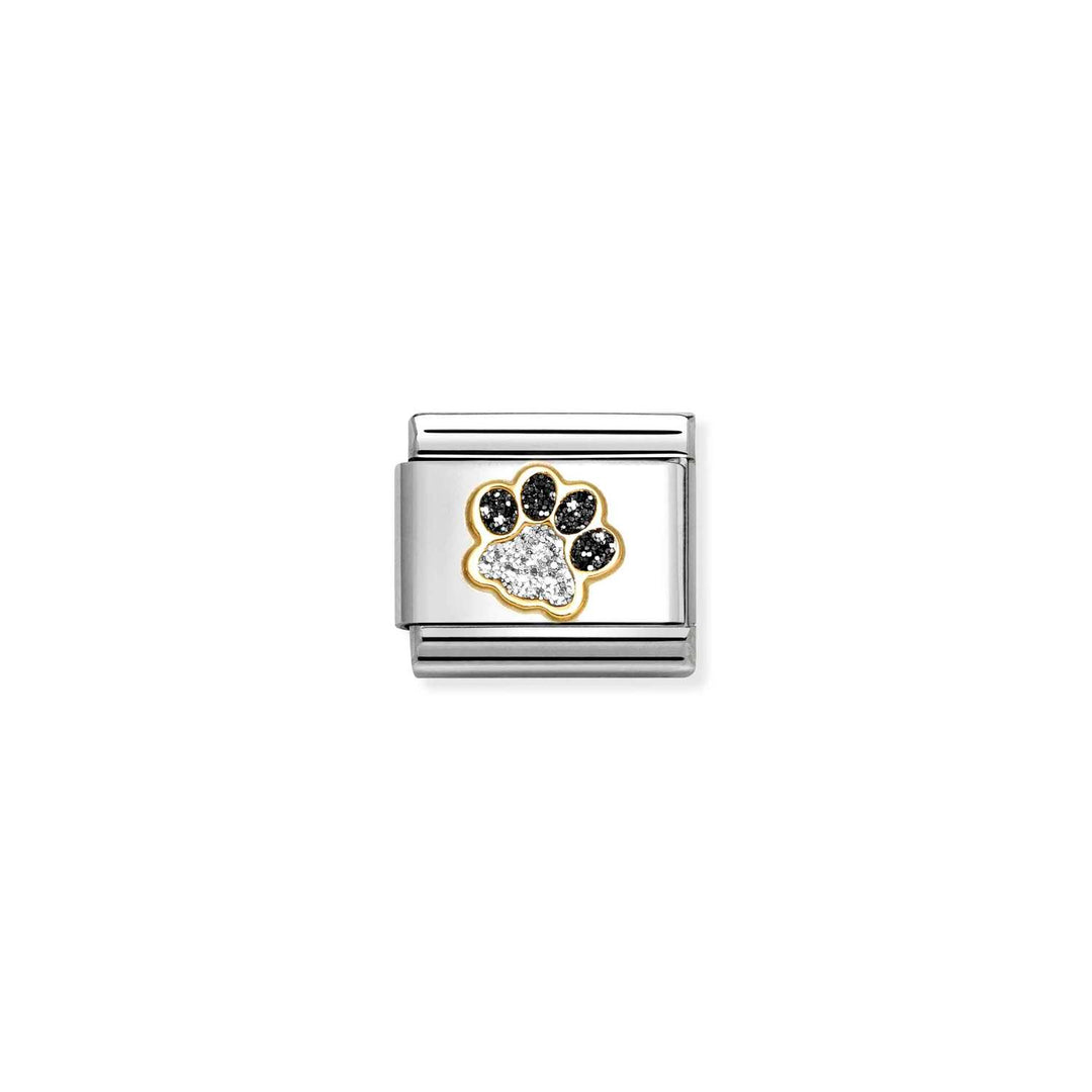 Composable Charm Link - "Paw with Glitter" in Stainless Steel & 18k Yellow Gold #13211