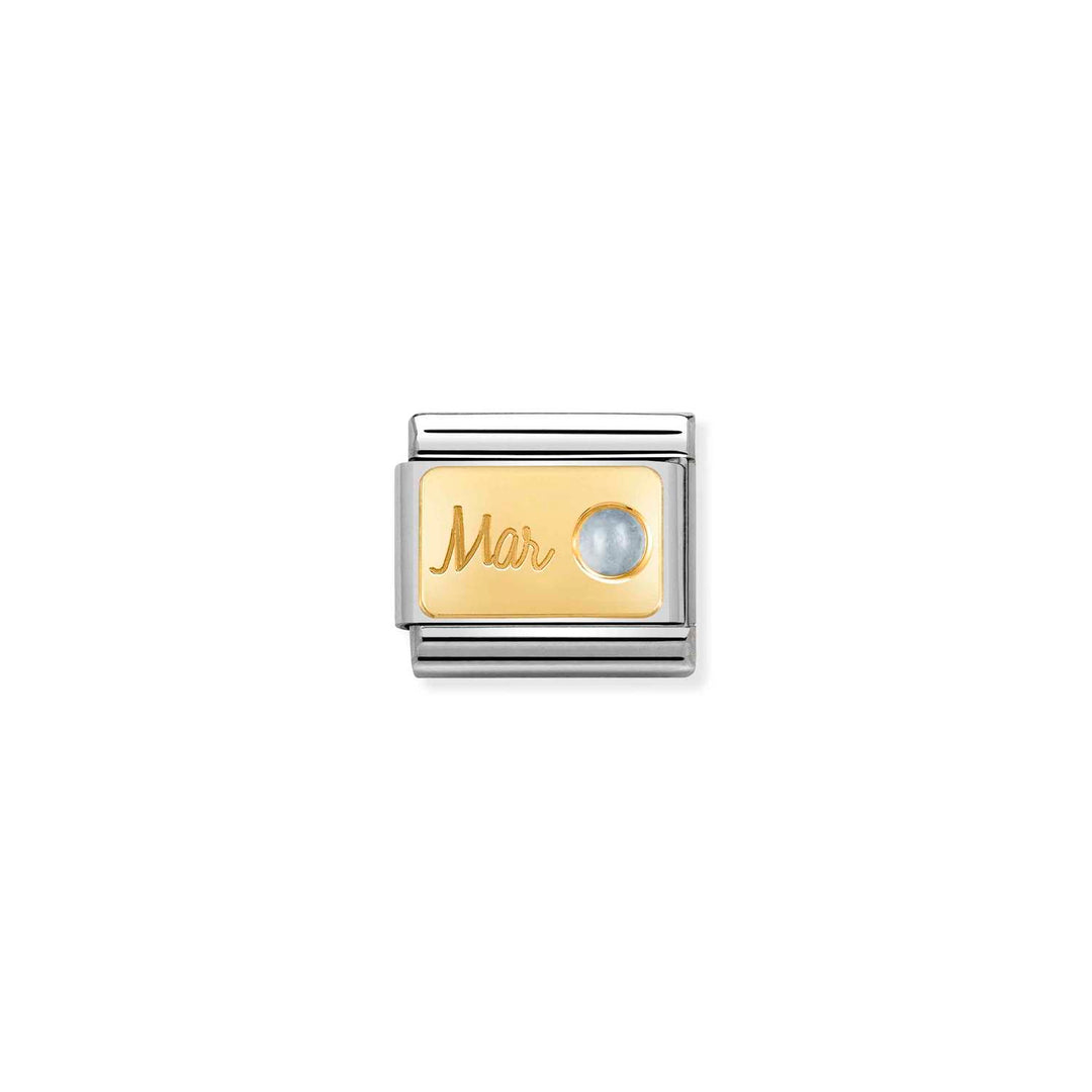 Composable Charm Link - Birthstones in Stainless Steel & 18k Yellow Gold