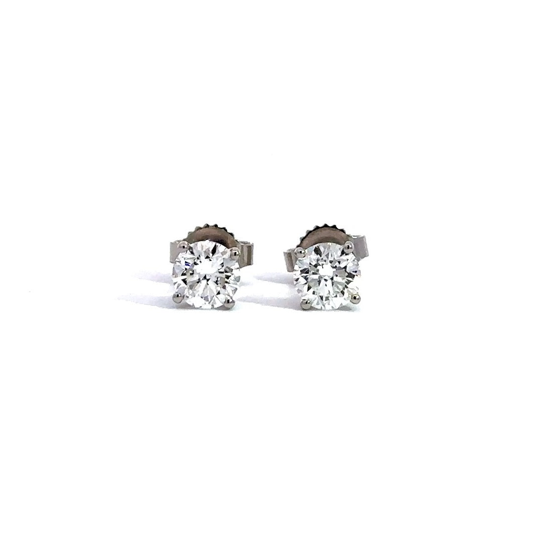 Solitaire Earrings (4-Prong) - 14k White and Yellow Gold