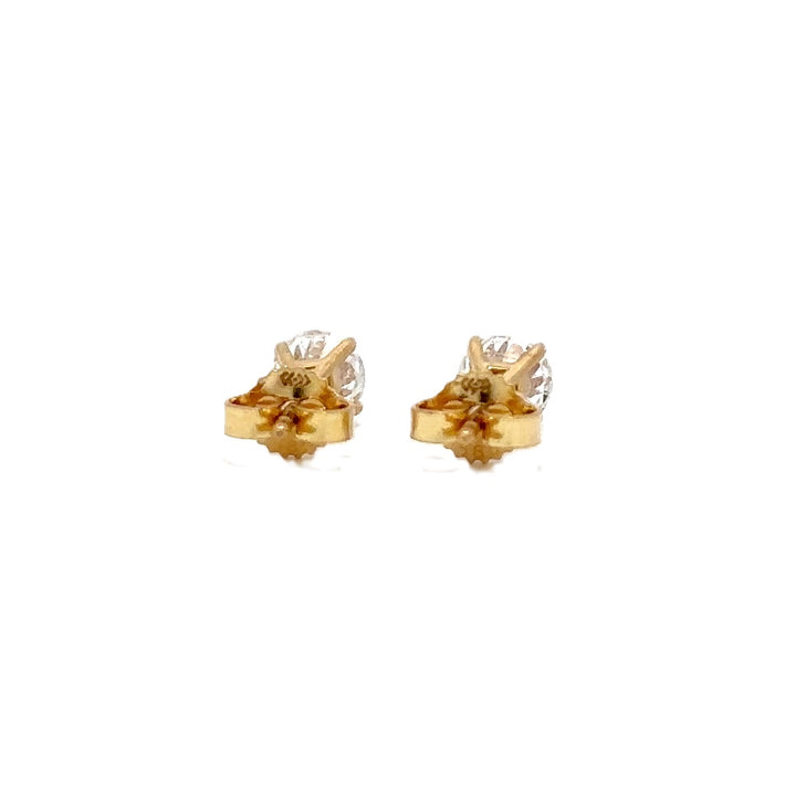 Solitaire Earrings (4-Prong) - 14k White and Yellow Gold