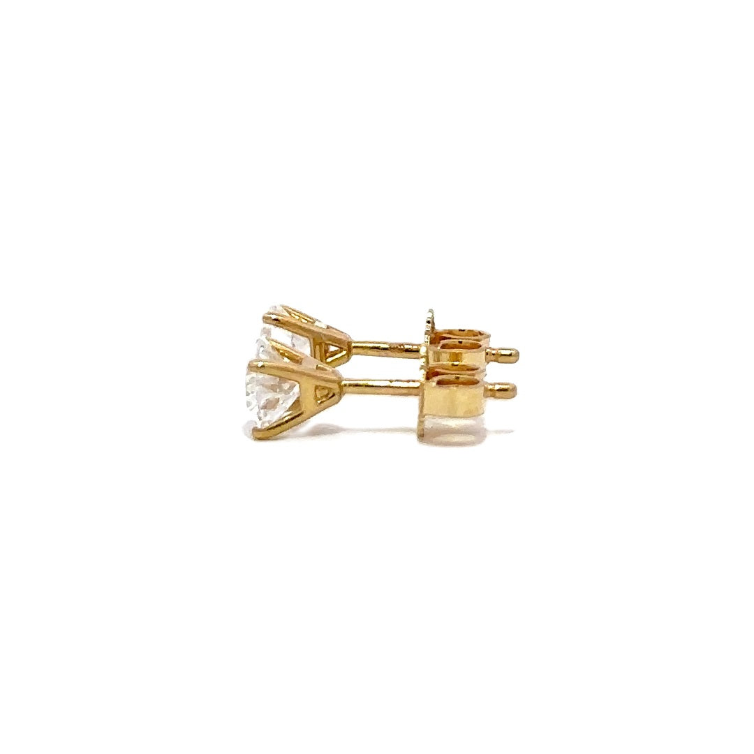 Solitaire Earrings (4-Prong) - 14k White and Yellow Gold