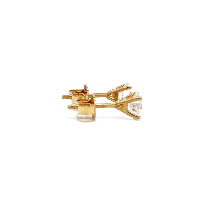 Solitaire Earrings (4-Prong) - 14k White and Yellow Gold