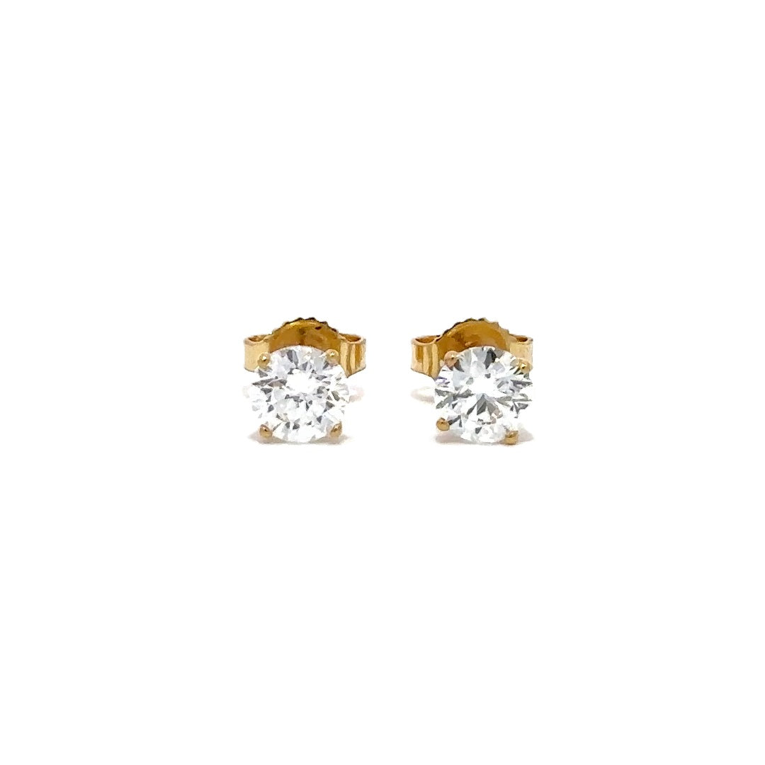 Solitaire Earrings (4-Prong) - 14k White and Yellow Gold