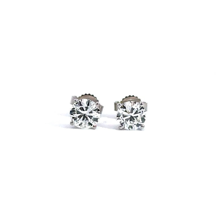 Solitaire Earrings (4-Prong) - 14k White and Yellow Gold