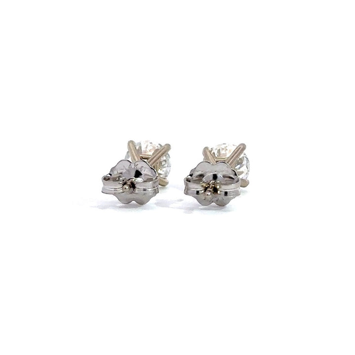 Solitaire Earrings (4-Prong) - 14k White and Yellow Gold