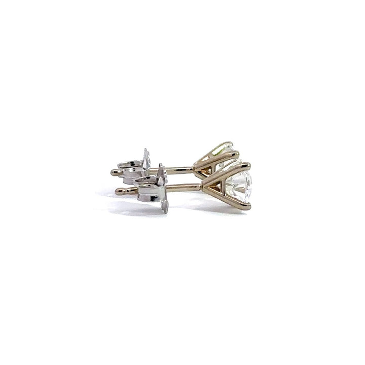 Solitaire Earrings (4-Prong) - 14k White and Yellow Gold