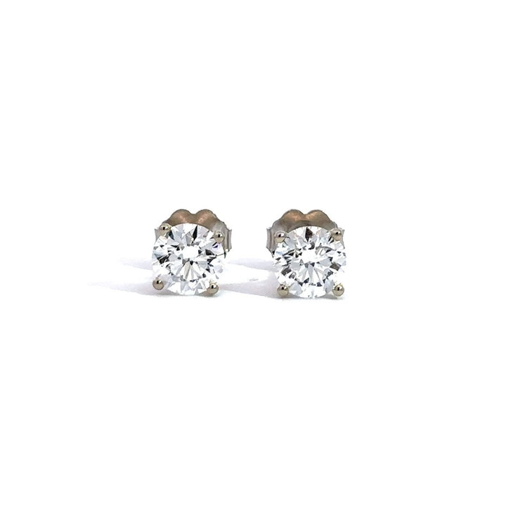 Solitaire Earrings (4-Prong) - 14k White and Yellow Gold