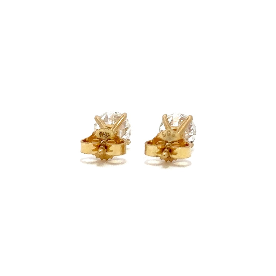 Solitaire Earrings (4-Prong) - 14k White and Yellow Gold