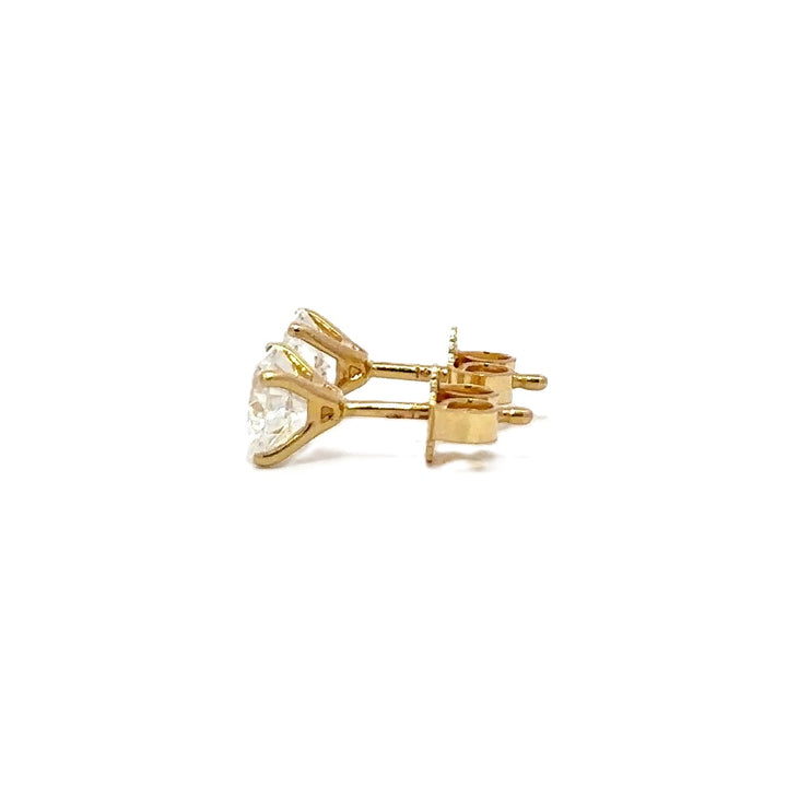 Solitaire Earrings (4-Prong) - 14k White and Yellow Gold