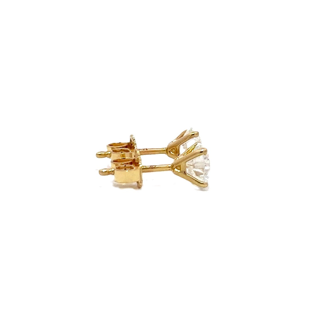 Solitaire Earrings (4-Prong) - 14k White and Yellow Gold