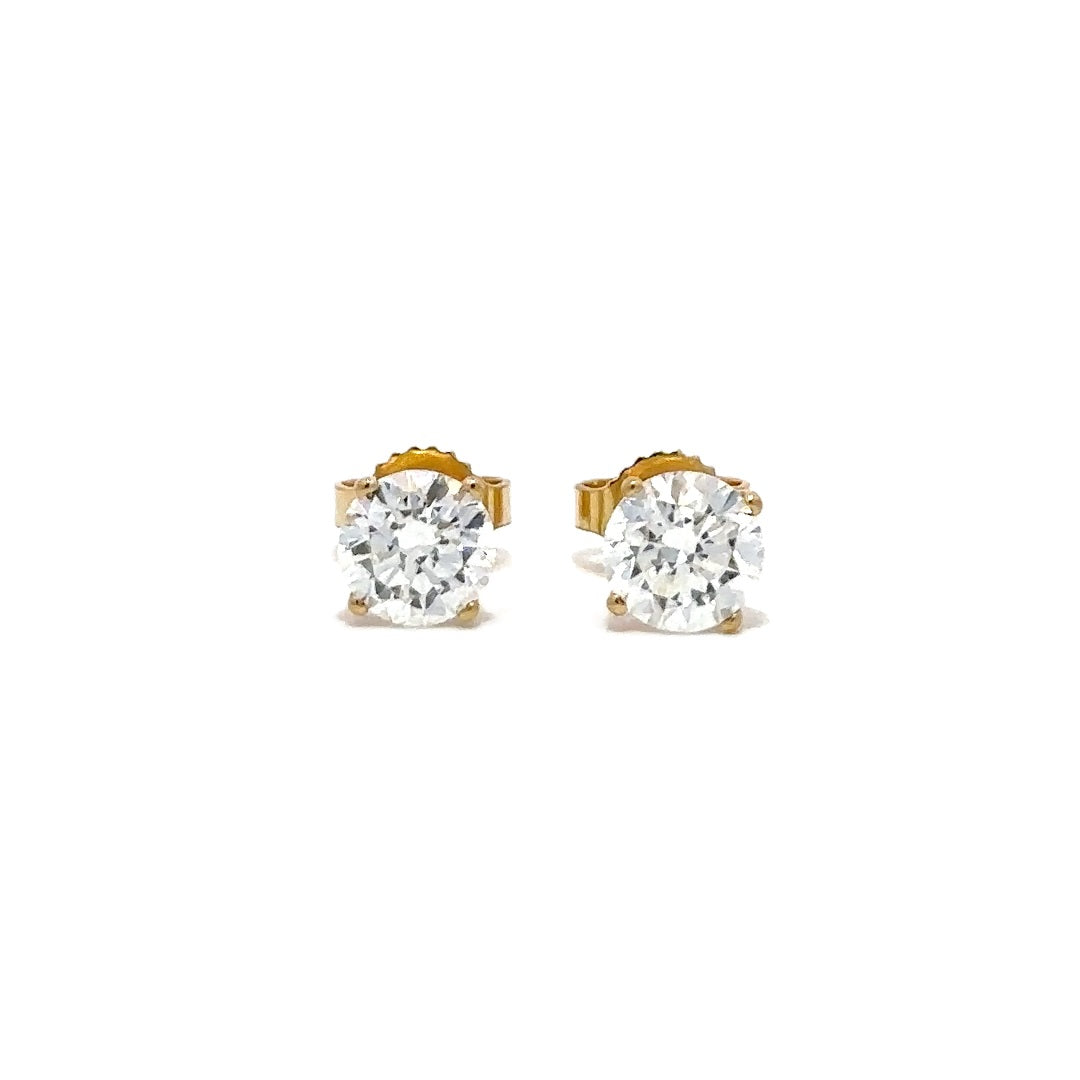 Solitaire Earrings (4-Prong) - 14k White and Yellow Gold