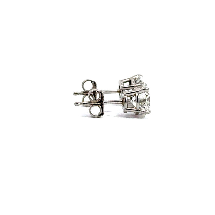 Solitaire Earrings (4-Prong) - 14k White and Yellow Gold