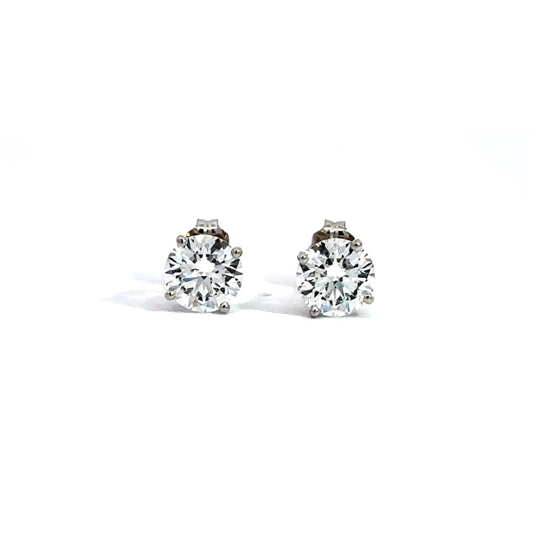 Solitaire Earrings (4-Prong) - 14k White and Yellow Gold