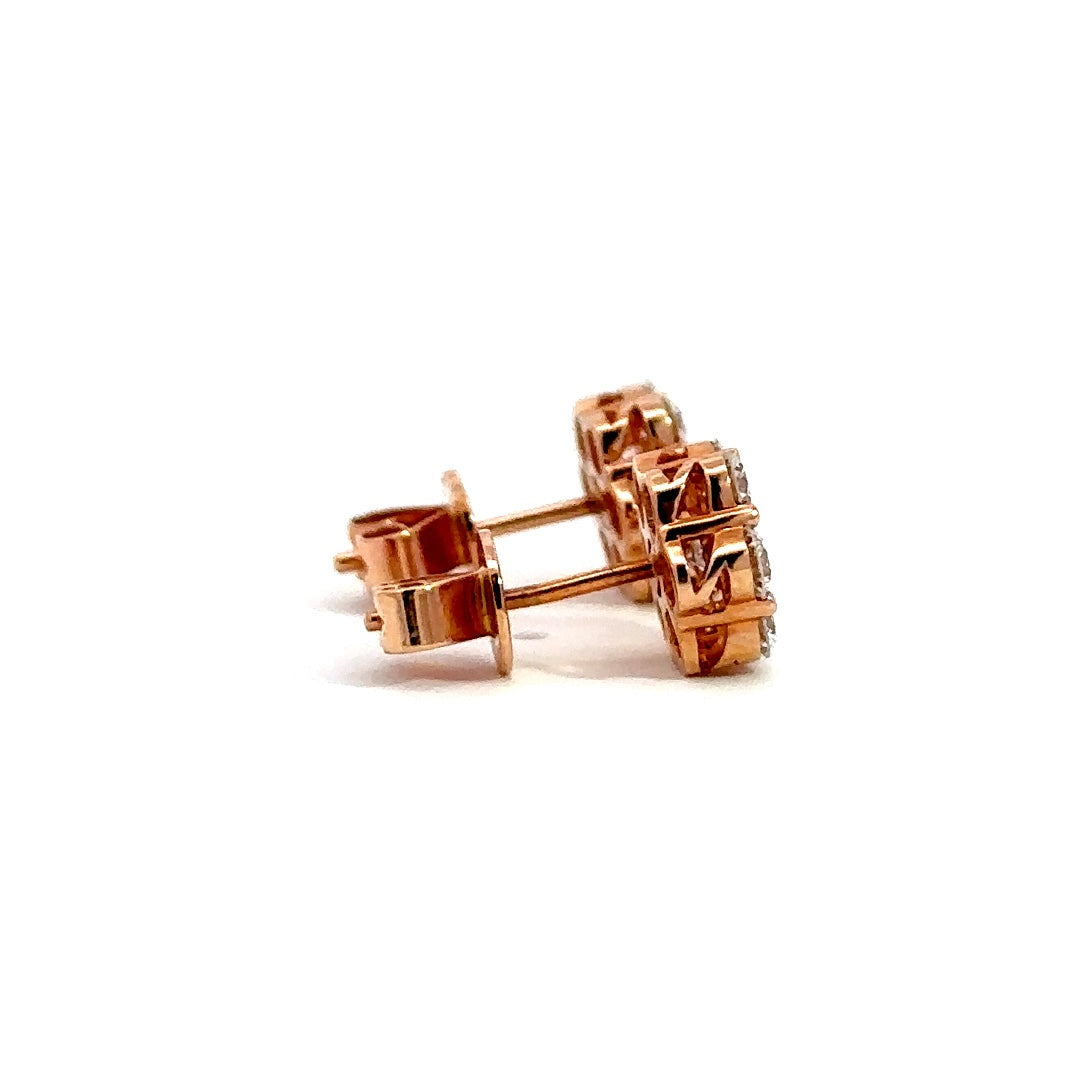 Flower Stud Earrings - 14k White & Rose Gold