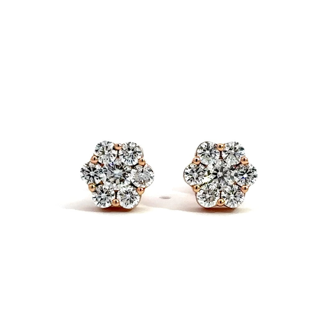 Flower Stud Earrings - 14k White & Rose Gold