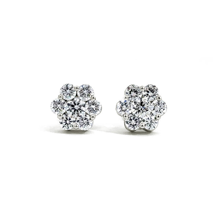 Flower Earrings - 14k White Gold 2.00ct #11531