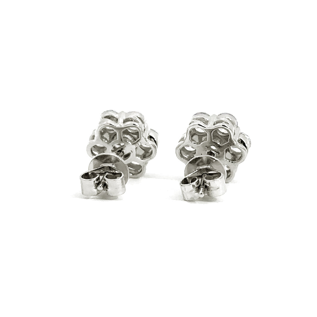 Flower Earrings - 14k White Gold 2.00ct #11531